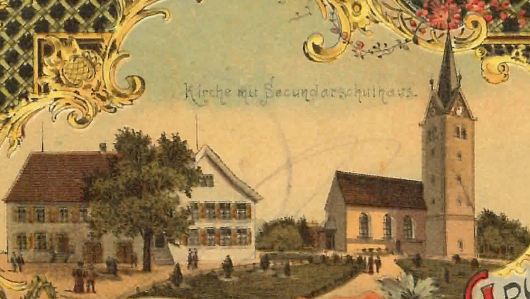 "Kurze" Kirche, auf eine Postkarte mit Stempel 1899