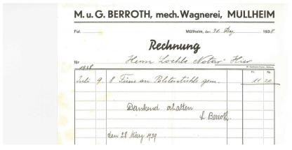 Rechnung, Berrot, Wagner 1938